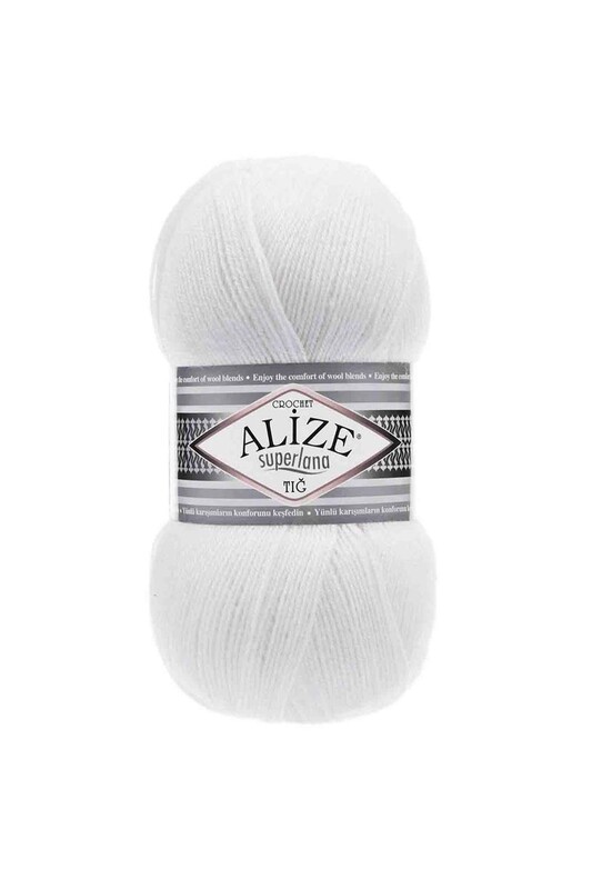 Alize - Alize Superlana Tığ Yarn/White 055