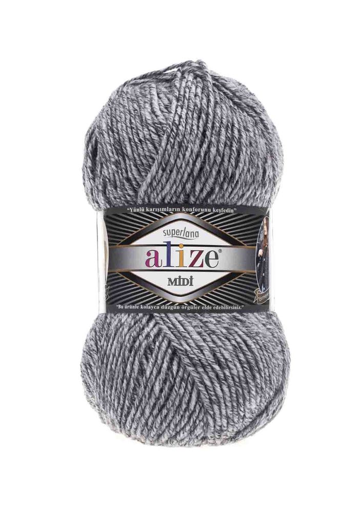 Alize Superlana Midi Yarn | Jaspe Gray 801