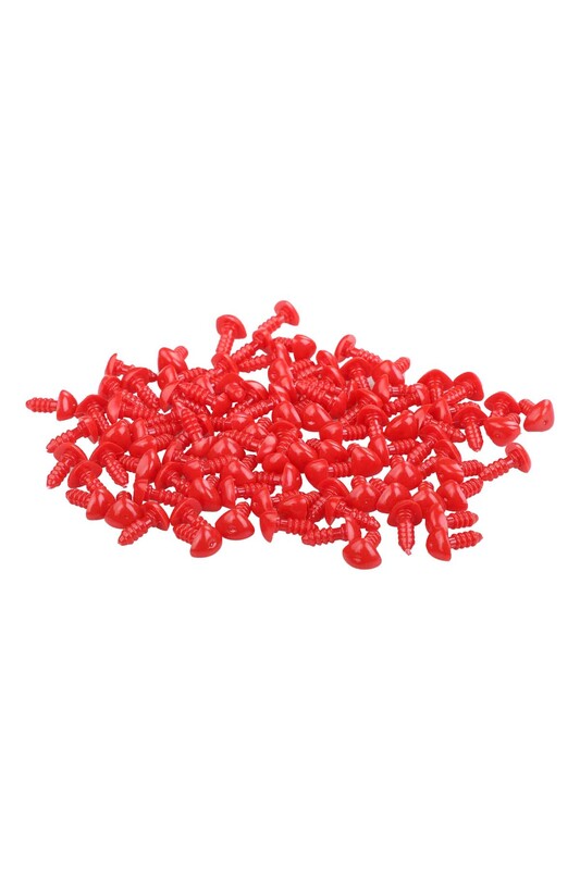 MİR PLASTİK - Amigurumi Burun 8 mm 100 Adet | Kırmızı