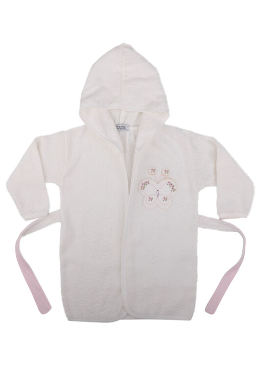 Butterfly Embroidered Set of 4 Baby Bathrobes | Pink - Thumbnail