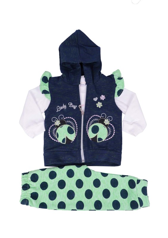 SİMİSSO - Simisso Ladybug Embroidered 3-Piece Baby Set 1160 | Green
