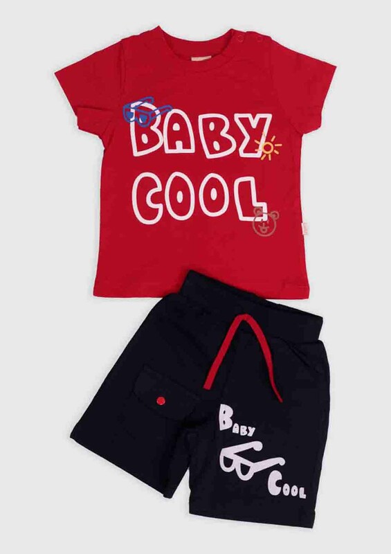 SİMİSSO - Cool Baskılı 2'li Erkek Bebek Takım | Kırmızı