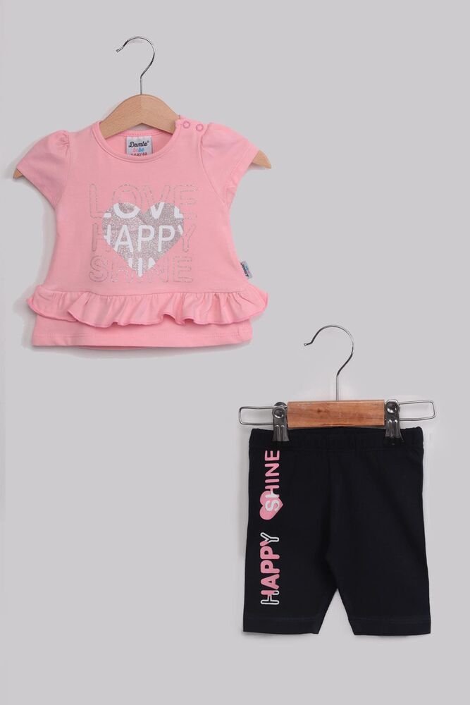 Happy Printed Baby Girl Set | Pink