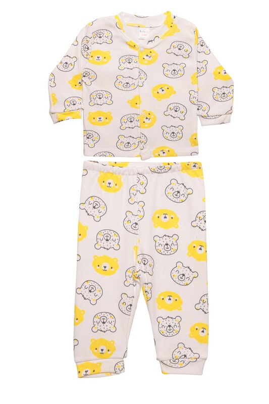 Babysi Bebe - Ayıcık Baskılı Bebek Pijama Takımı 85 | Sarı