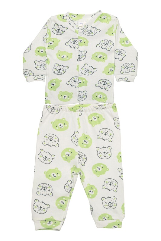 Babysi Bebe - Ayıcık Baskılı Bebek Pijama Takımı 85 | Yeşil