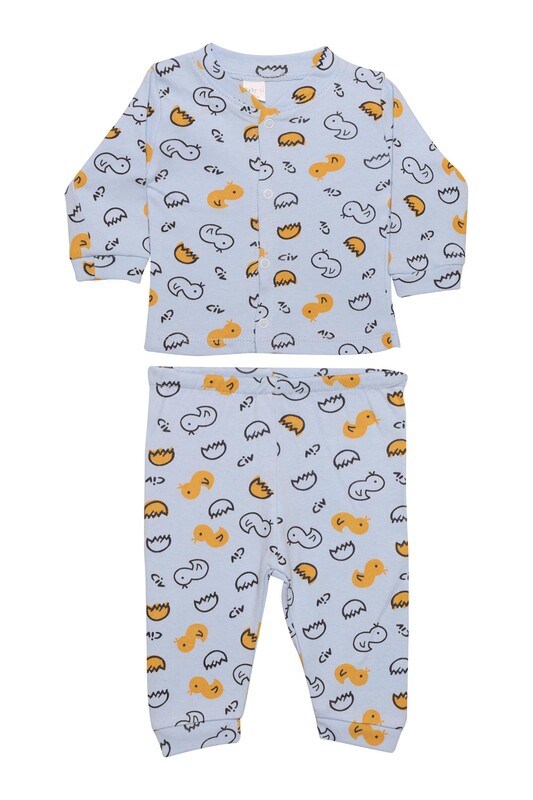 Babysi Bebe - Civciv Baskılı Bebek Pijama Takımı 85 | Mavi