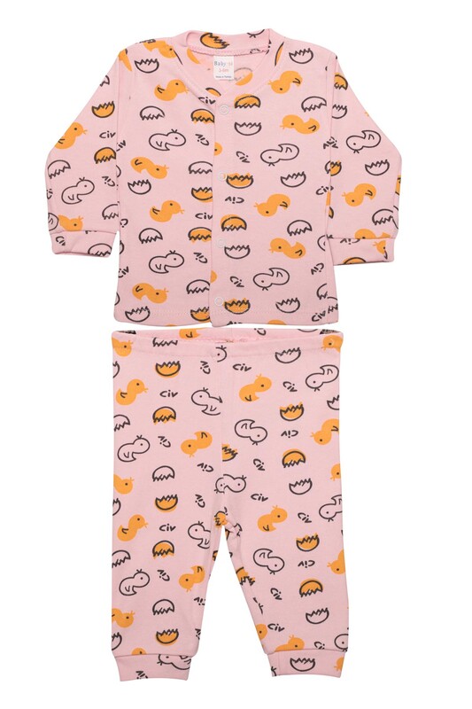 Babysi Bebe - Civciv Baskılı Bebek Pijama Takımı 85 | Pembe