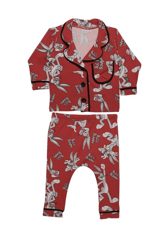 MURAT BABY - Baskılı Bebek Pijama Takımı 7633 | Kırmızı