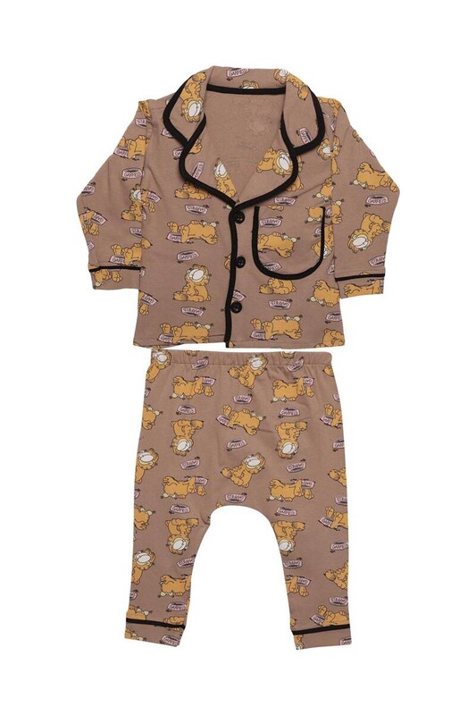 MURAT BABY - Baskılı Bebek Pijama Takımı 7667 | Kahverengi