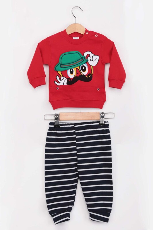 Nafitto - Şapkalı Erkek Çocuk Pijama Takımı | Kırmızı