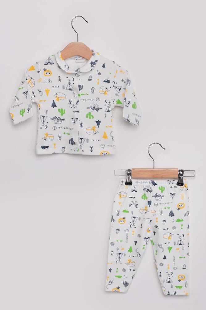 Cactus Patterned Baby Pajamas Set | Yellow