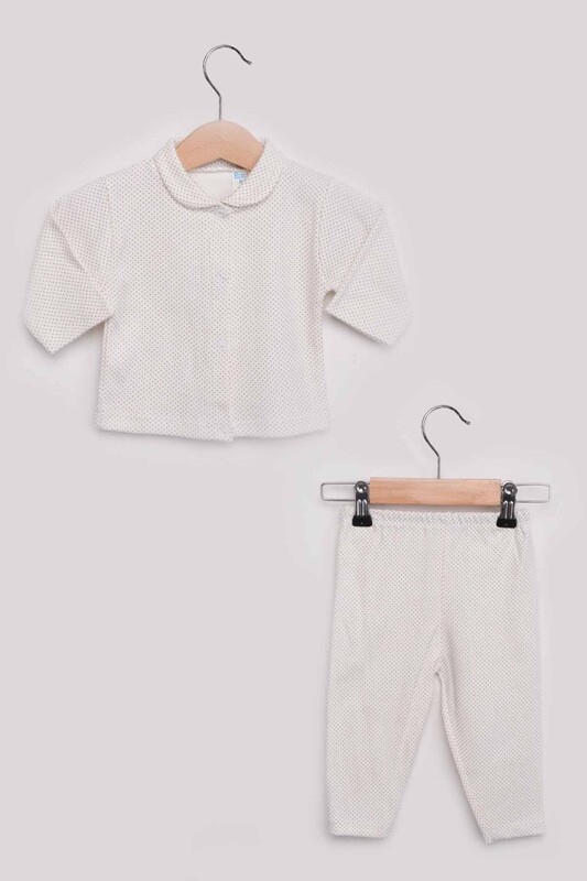 SİMİSSO - Polka Dot Patterned Baby Pajamas Set | Beige