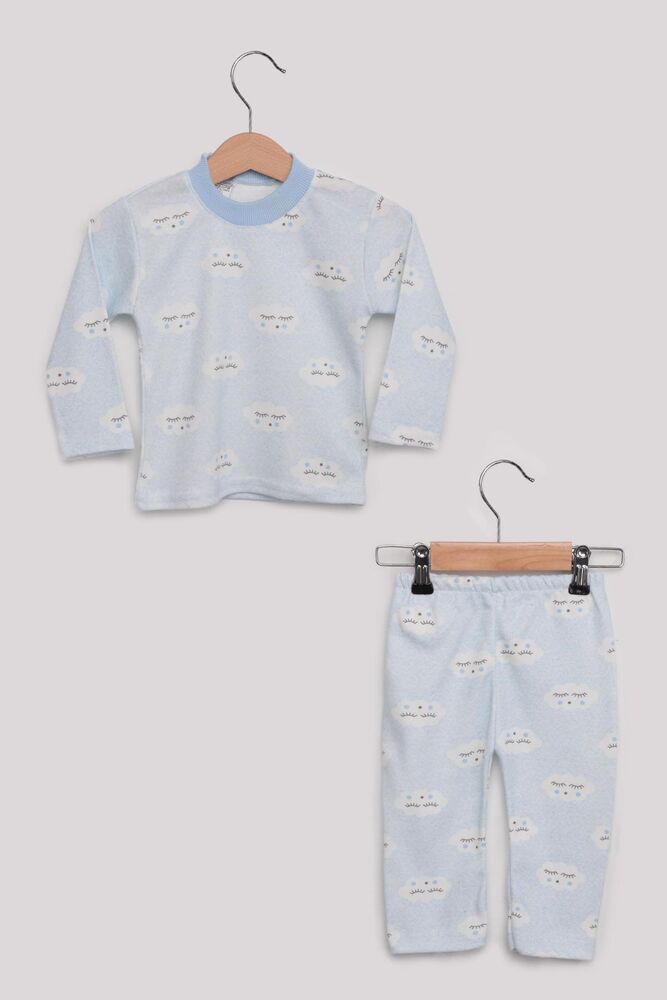 Cloud Patterned Baby Pajamas Set | Blue