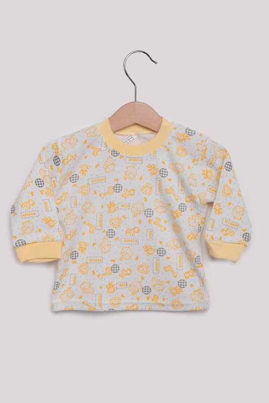 Elephant Patterned Baby Pajamas Set | Yellow - Thumbnail