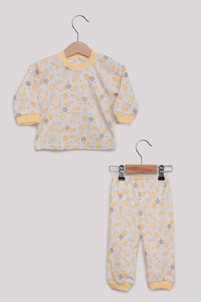 Elephant Patterned Baby Pajamas Set | Yellow