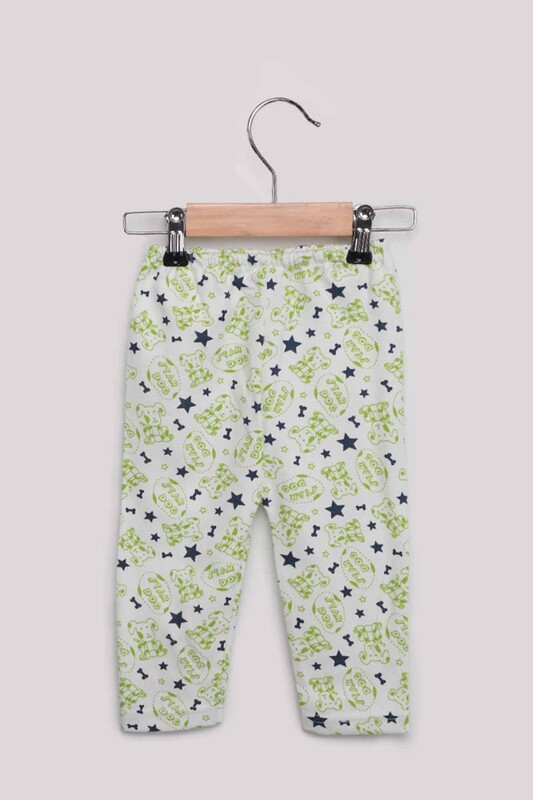 Dog Pattern Baby Pajamas Set | Green - Thumbnail