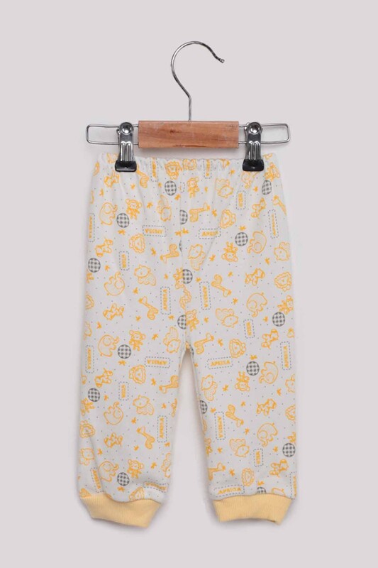 Elephant Patterned Baby Pajamas Set | Yellow - Thumbnail