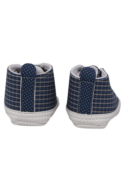 Checkered Lace-Up Baby Shoes | Sax - Thumbnail