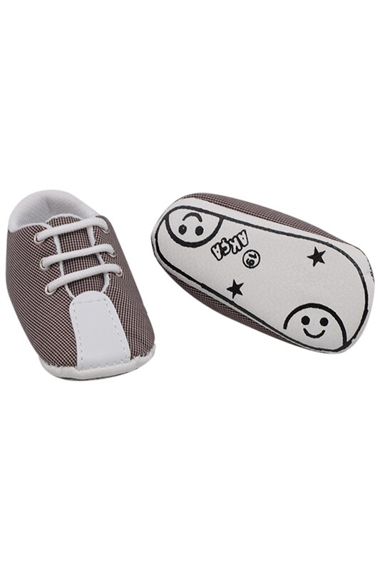 SİMİSSO - Checkered Lace-Up Baby Shoes | Sax