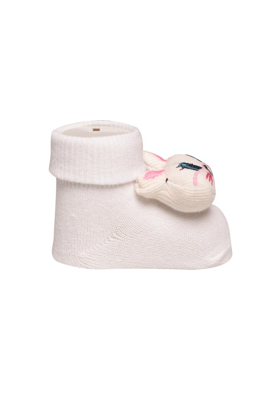 Çıngıraklı Bebek Çorap 04-1 | Beyaz - Thumbnail