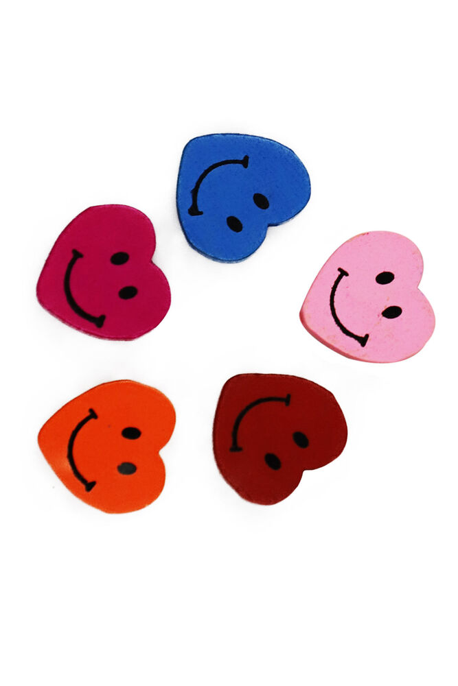 Smiling Heart Wooden Beads 5 pcs