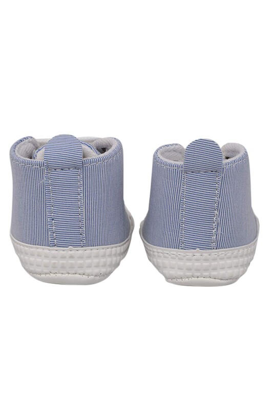 Kareli Bağcıklı Bebek Ayakkabısı | Mavi - Thumbnail