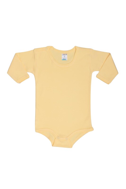 MİNİSOFT - Uzun Kollu Çıtçıtlı Bebek Penye Body | Sarı