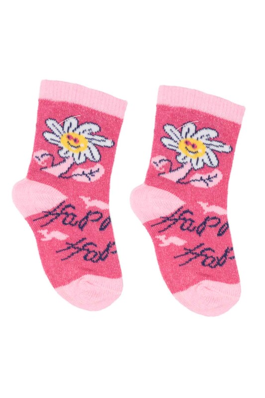 ARC - Desenli Kız Çocuk Soket Çorap 12 | Fuşya