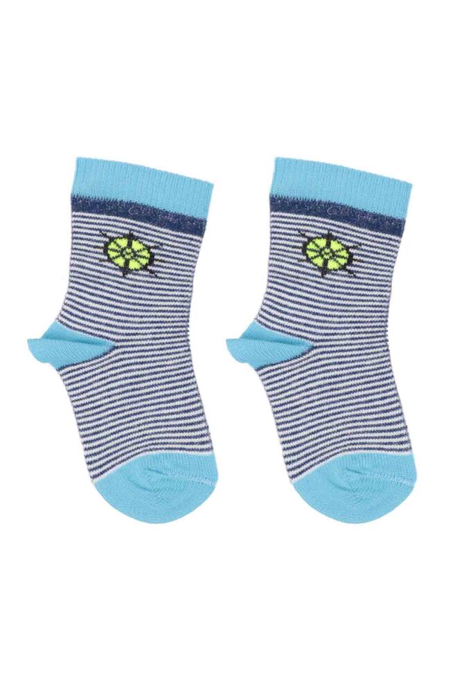 Çizgili Erkek Çocuk Soket Çorap 12 | Mavi