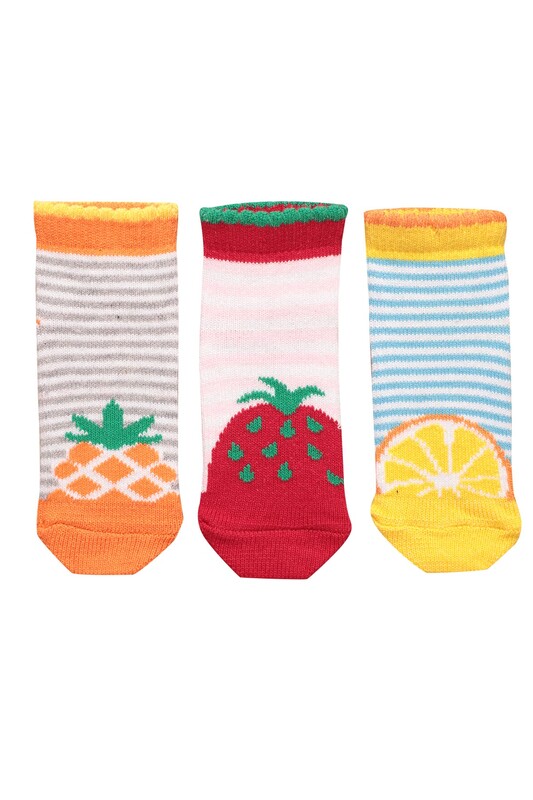 CALZE VİTA - Meyve Baskılı Bebek Çorap 3'lü | Renk1
