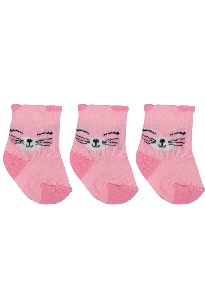 Özmen Kedi Desenli Soket Çorap 3'lü | Pembe