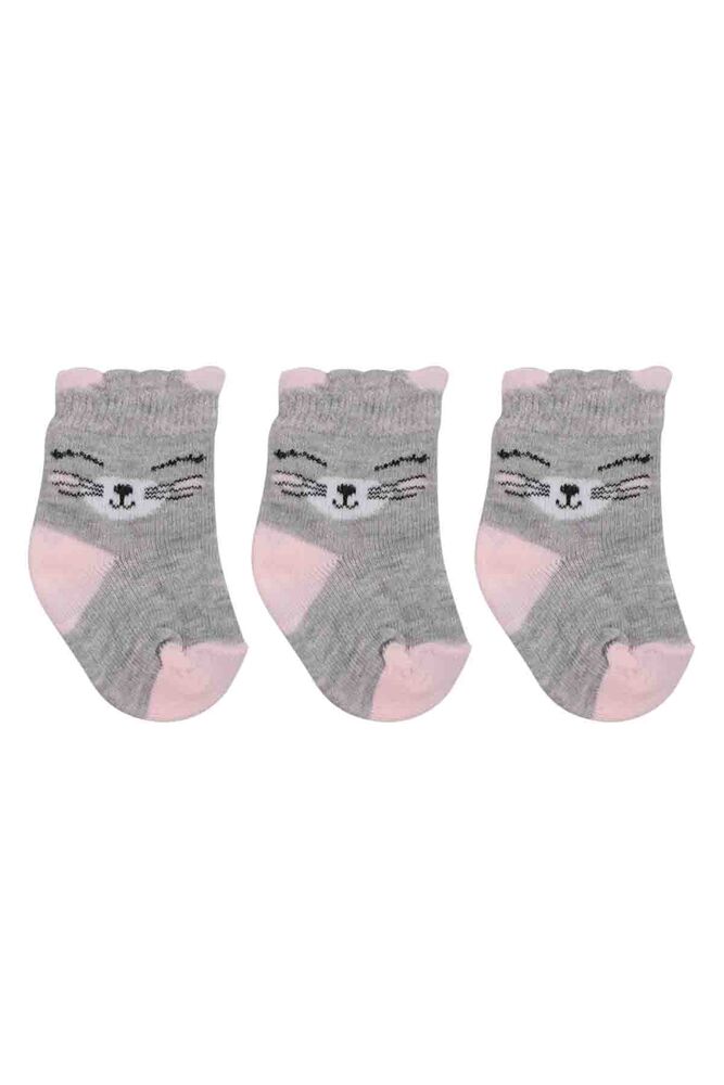 Özmen Kedi Desenli Soket Çorap 3'lü | Gri
