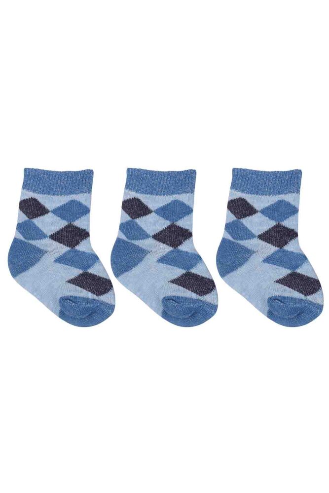 Özmen Baklava Desenli Soket Çorap 3'lü | Mavi