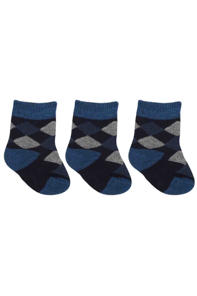 Özmen Baklava Desenli Soket Çorap 3'lü | Lacivert