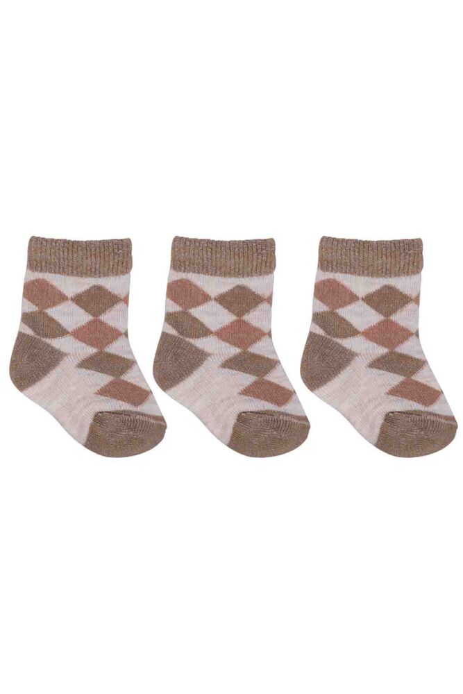 Özmen Baklava Desenli Soket Çorap 3'lü | Kahve