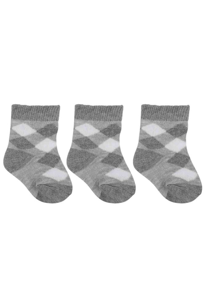 Özmen Baklava Desenli Soket Çorap 3'lü | Gri