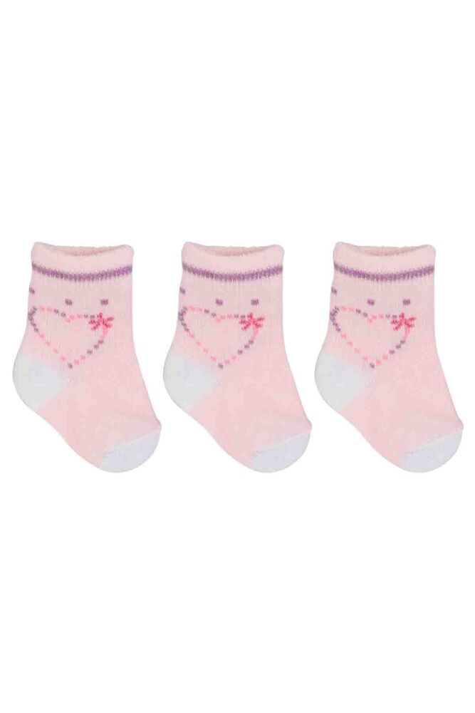 Özmen Kalp Desenli Soket Çorap 3'lü | Pudra