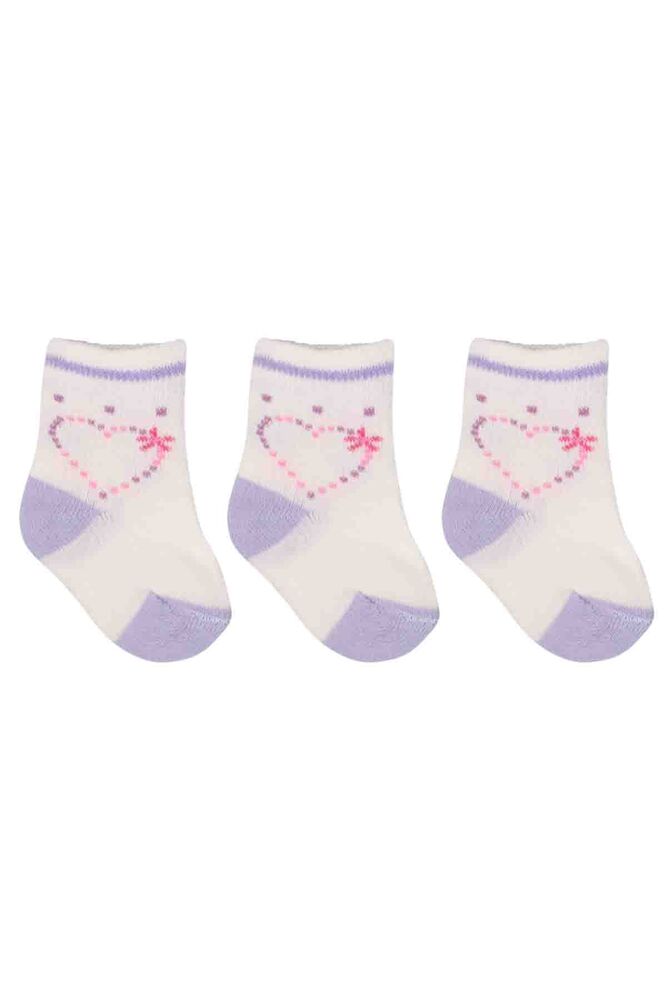 Özmen Kalp Desenli Soket Çorap 3'lü | Krem