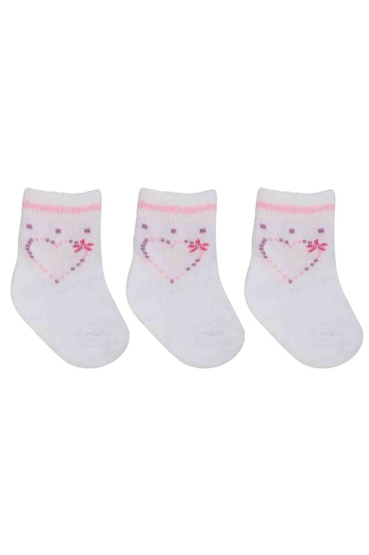 ÖZMEN - Özmen Kalp Desenli Soket Çorap 3'lü | Beyaz