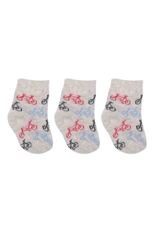 ÖZMEN - Özmen Bisiklet Desenli Soket Çorap 3'lü | Gri