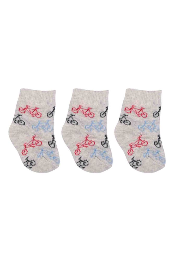 Özmen Bisiklet Desenli Soket Çorap 3'lü | Gri