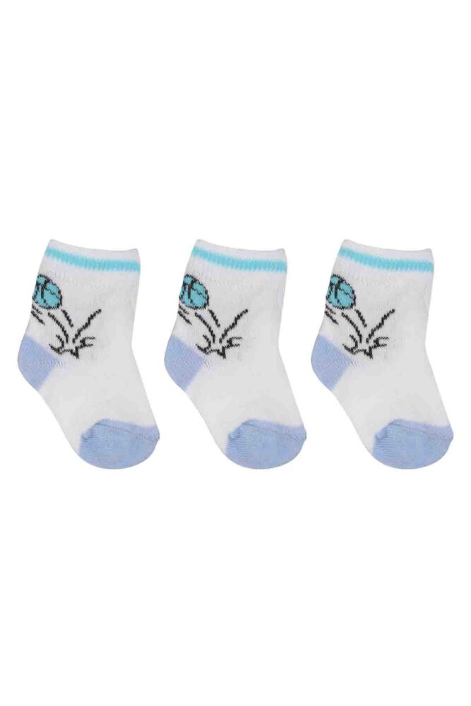 Özmen Top Desenli Soket Çorap 3'lü | Beyaz
