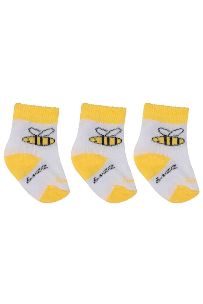 Özmen Arı Desenli Soket Çorap 3'lü | Sarı