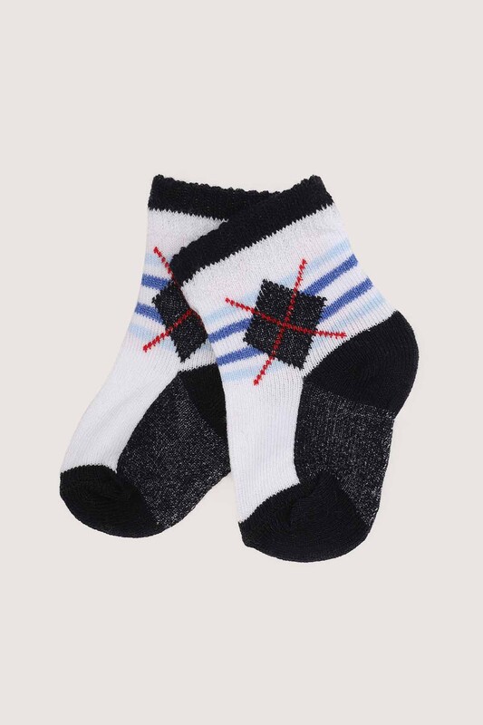 ÖZMEN - Çizgili Erkek Bebek Çorap | Siyah