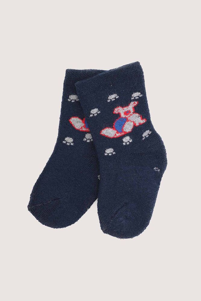 Köpek Baskılı Erkek Çocuk Havlu Çorap 0120 | Lacivert