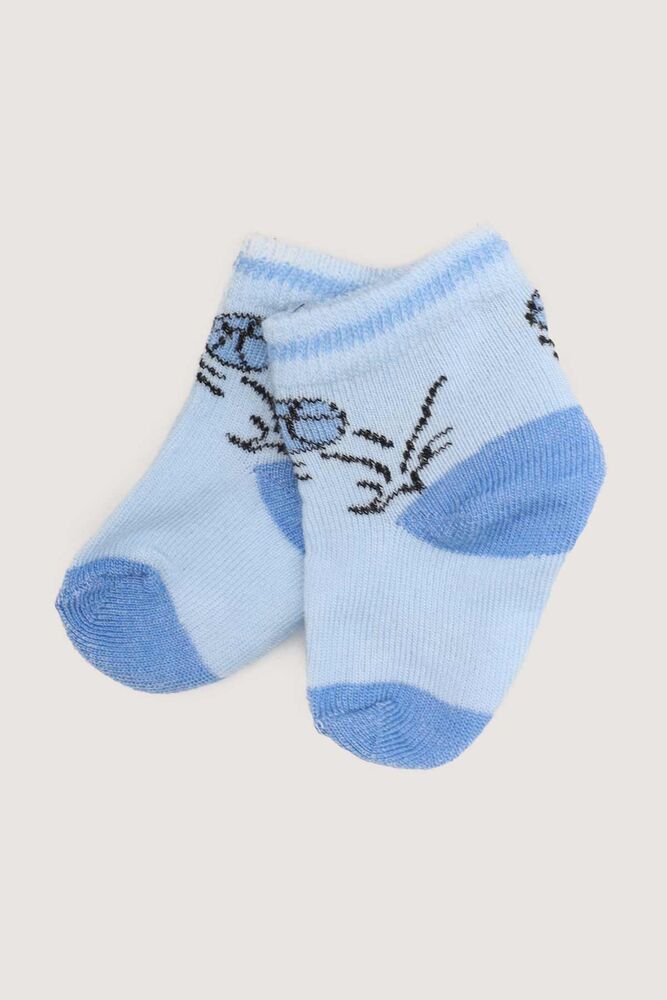 Top Baskılı Erkek Bebek Çorap | Mavi