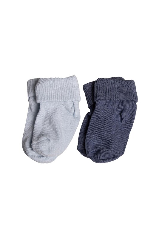 PLATİNUM BABY - Bebek İkili Çorap | Bebe Mavi - Antrasit
