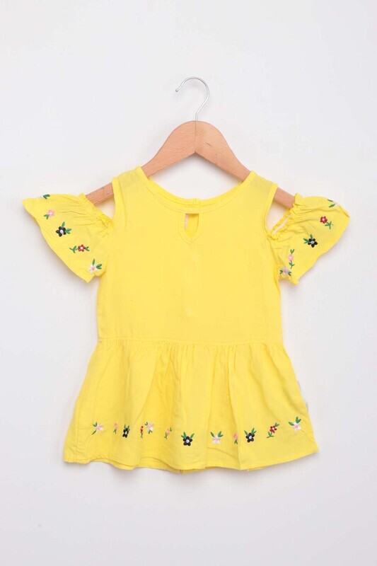 Nakışlı Kız Bebek Elbise | Sarı - Thumbnail