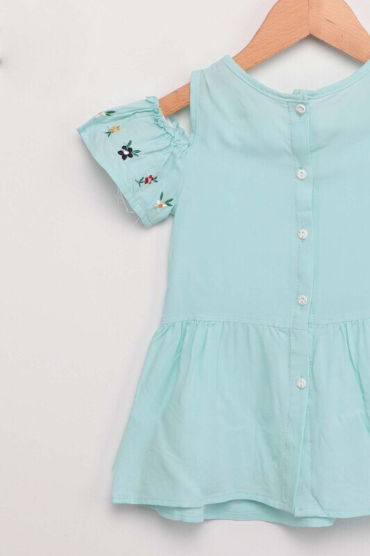 Nakışlı Kız Bebek Elbise | Su Yeşili - Thumbnail