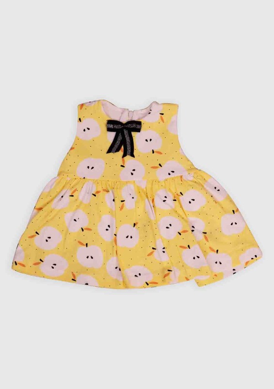 Hippıl Baby - Hippıl Baby Elma Baskılı Bebek Elbise | Sarı